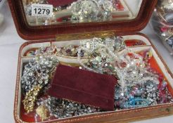 A jewellery box and assorted costume jewellery