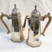 A 2 piece silver cafe' au lait set by S Garrard,