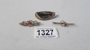 2 Victorian gold brooches and one other