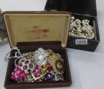 2 boxes of assorted costume jewellery