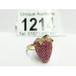 A high carat strawberry ring of diamonds and amethysts,