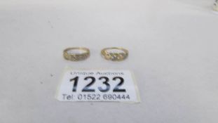 2 9ct gold diamond rings including Celtic design,