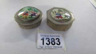 2 vintage hand painted pill boxes,