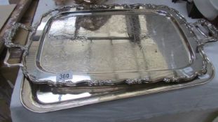 2 large silver plated trays including Mappin & Webb