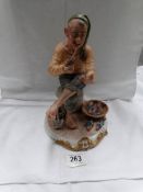 A Capo-di-Monte figure 'The Fisherman' signed Dependi