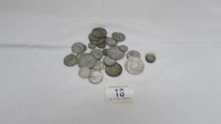 A mixed lot of silver coins