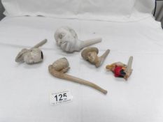 7 vintage clay pipes