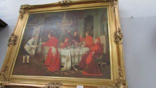 A gilt framed bishop's scene