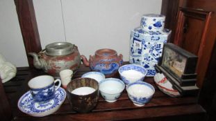 A collection of 12 pieces of Chinese porcelain/pottery and a vase including 18th century,