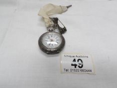 A Victorian ladies silver fob watch