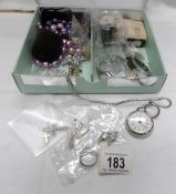 A collection costume jewellery including silver and watches