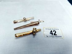 3 9ct gold tie pins