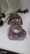 An amethyst crystal a/f and one other item