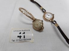 A 9ct gold ladies wrist watch and one other