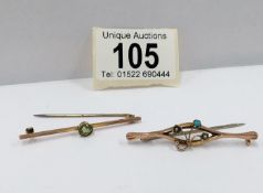 2 Edwardian 9ct gold brooches,