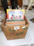 A box of 45rpm records