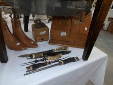 A mixed lot including stationery box, shoe trees, pepper mill,