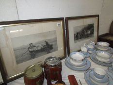 2 old framed and glazed prints