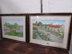 2 framed and glazed watercolour of Hutton-le-Hole by Woodhouse