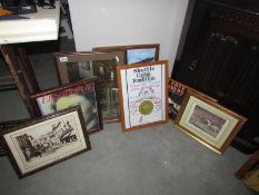 A mixed lot of framed and glazed prints and advertisements