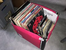 A box of LP records