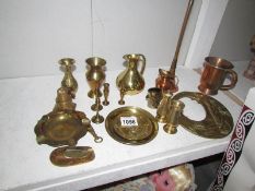 A mixed lot of brass ware