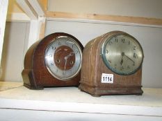 2 oak cased mantel clocks