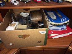 2 boxes of clock spares and repairs & books