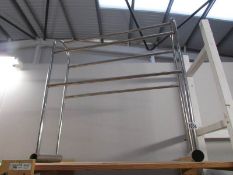 A chrome towel rail