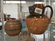 A Doulton Lambeth 'hunting jug' & Doulton pot