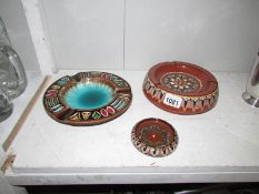 3 studio pottery ash trays