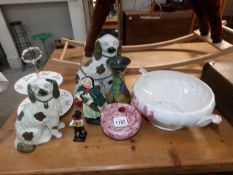 A mixed lot including Staffordshire dogs