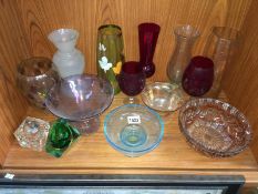 A quantity of glass bowls and vases