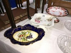 A Crown Derby comport and 2 Edwardian comports