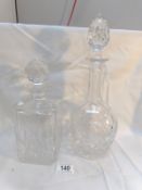 2 cut glass decanters