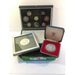 A set of UK decimal coins and 2 others