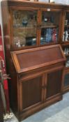 An oak bureau bookcase