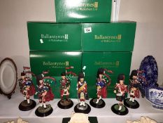 7 boxed Scottish Piper regimental figures