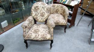 A pair of mahogany framed chairs