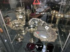A mixed lot of silver plate spill vases etc