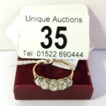 A 5 stone 18ct gold diamond ring, size S (unmarked)