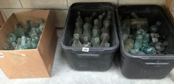 3 large boxes of vintage glass bottles