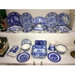 19 pieces of blue and white china including Meakin, Adams, Copeland Spode etc, some a/f