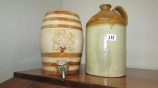 A stoneware stug and a stoneware cask