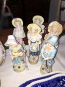 3 pairs of 19th century bisque figures