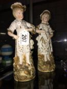 2 Edwardian bisque figures