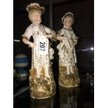 2 Edwardian bisque figures