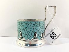 A USSR enamel on silver plate penguin design coffee cup holder