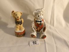 A Royal Crown Derby teddy bear and a Royal Worcester teddy bear