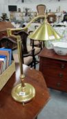 A brass table lamp